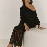 CHARLI - Solene Lace Skirt - Black