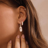 MURKANI - Celestial Rose -  Rose Quartz & White Topaz Hoop | Silver