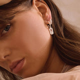 MURKANI - Celestial Rose -  Rose Quartz & White Topaz Hoop | Silver