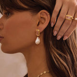 MURKANI - Hanging Pearl Earring | Rose Quartz / Gold