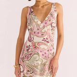 MINKPINK - Candence Bias Slip Midi Dress - Pink Paisley