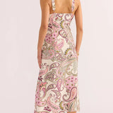 MINKPINK - Candence Bias Slip Midi Dress - Pink Paisley