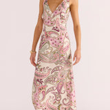 MINKPINK - Candence Bias Slip Midi Dress - Pink Paisley