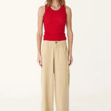 ROWIE - Carlotta Linen Curve Pants - Khaki