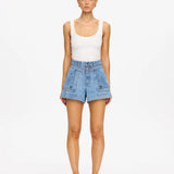KIVARI - Celene Denim Short - Stone Wash Blue