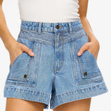 KIVARI - Celene Denim Short - Stone Wash Blue