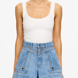 KIVARI - Celene Denim Short - Stone Wash Blue