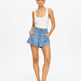 KIVARI - Celene Denim Short - Stone Wash Blue