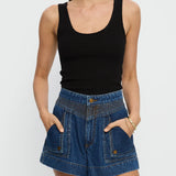 KIVARI - Celene Denim Short - Indigo Blue