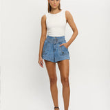 KIVARI - Celene Denim Shorts - Stonewash Blue