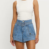 KIVARI - Celene Denim Shorts - Stonewash Blue