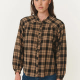 ROWIE - Cora Long Sleeve Blouse - Tobacco Plaid