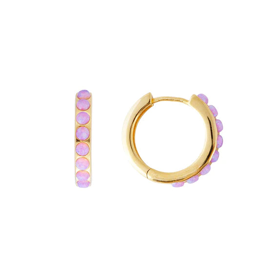 Fairley - Pink Opal Crystal Midi Hoop