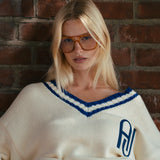ARAMINTA JAMES - A.J V-Neck Knit Sweater - Coconut
