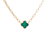 FAIRLEY - Green Agate Clover Necklace | Gold