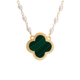 FAIRLEY - Malachite Clover Necklace | Gold