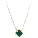 FAIRLEY - Malachite Clover Necklace | Gold