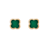 FAIRLEY - Green Agate Clover Studs | Gold
