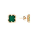 FAIRLEY - Green Agate Clover Studs | Gold