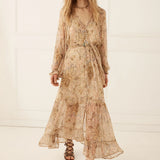 SPELL - Damask Button Through Gown - Chai Yellow
