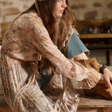 SPELL - Damask Button Through Gown - Chai Yellow