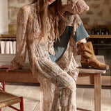 SPELL - Damask Button Through Gown - Chai Yellow