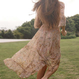 SPELL - Damask Button Through Gown - Chai Yellow