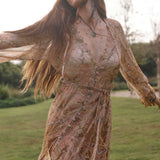 SPELL - Damask Button Through Gown - Chai Yellow