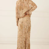 SPELL - Damask Ruffle Midi Skirt - Chai Yellow