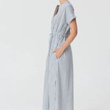 POL CLOTHING - Bay Dress - Blue / Choc Stripe