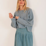 INDI & COLD - Crop Cable Knit Sweater - Crudo