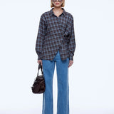 ENA PELLY - Bobby Check Shirt - Brown / Blue Check