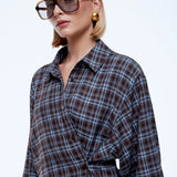 ENA PELLY - Bobby Check Shirt - Brown / Blue Check