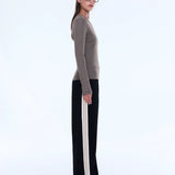 ENA PELLY - Piper Long Sleeve Stripe Top - Sand Stripe