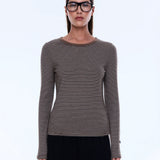 ENA PELLY - Piper Long Sleeve Stripe Top - Sand Stripe