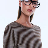ENA PELLY - Piper Long Sleeve Stripe Top - Sand Stripe