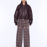 ENA PELLY - Monroe Faux Leather Bomber Jacket - Burgundy