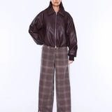 ENA PELLY - Myla Wide Leg Pant - Burgundy Check