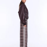 ENA PELLY - Monroe Faux Leather Bomber Jacket - Burgundy