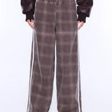 ENA PELLY - Myla Wide Leg Pant - Burgundy Check