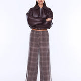 ENA PELLY - Myla Wide Leg Pant - Burgundy Check