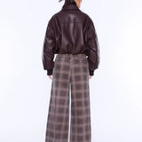 ENA PELLY - Myla Wide Leg Pant - Burgundy Check