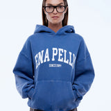 ENA PELLY - Varsity Hoodie - Washed Indigo