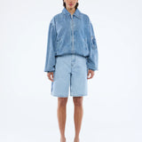 ENA PELLY - Harlow Denim Bomber - Mid Blue Wash