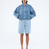 ENA PELLY - Harlow Denim Bomber - Mid Blue Wash