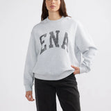ENA PELLY - Lilly Oversized Sweater Collegiate - Mid Grey Marle