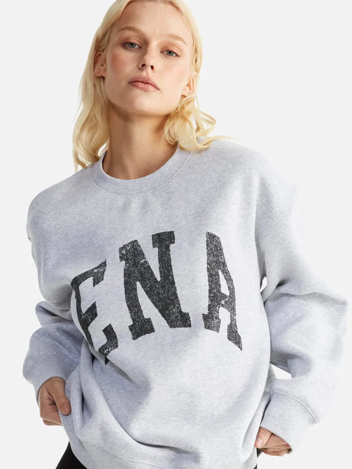ENA PELLY - Lilly  Oversized Sweater College - Mid Grey Marle