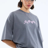 ENA PELLY - Pelly Spray Heart Tee - Washed Grey