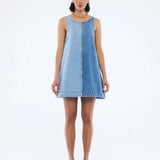 ENA PELLY - Lia Spliced Denim Dress - Indigo Splice