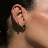 FAIRLEY - Green Agate Clover Studs | Gold
